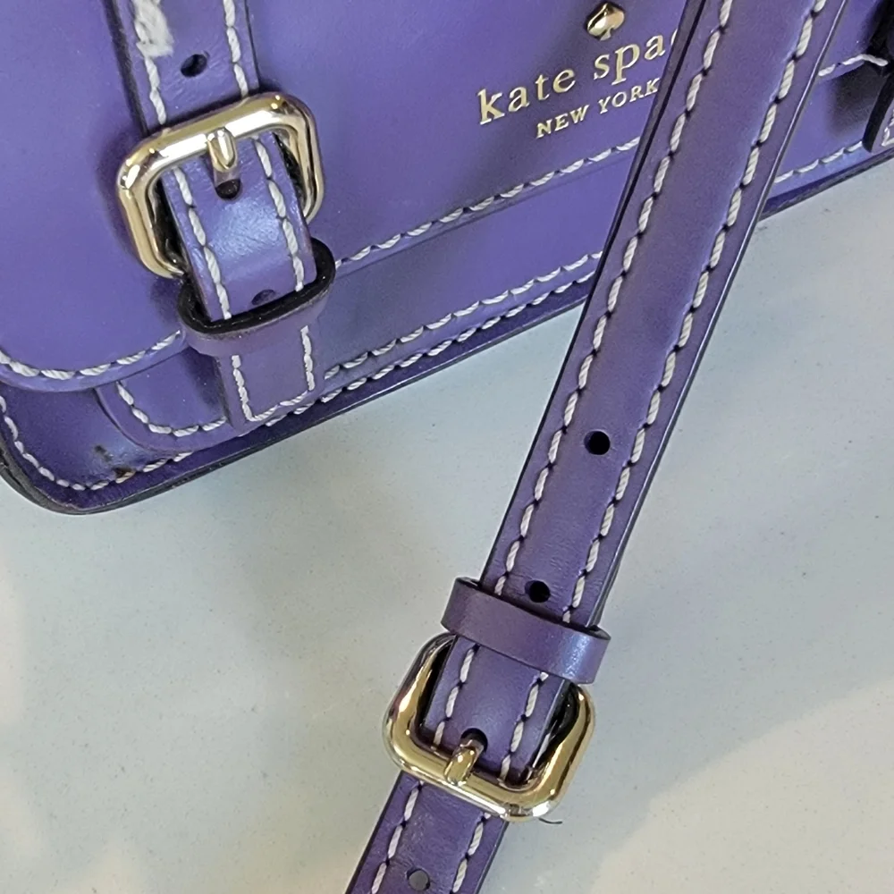 Kate Spade Purple Leather Essex Scout Crossbody Handbag Messenger Bag